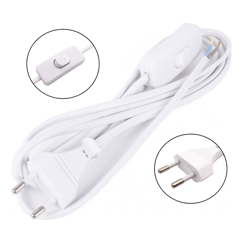 S Line İthal Power Beyaz Kablo 2 Pin Anahtarlı