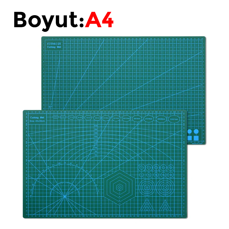 Çift Taraflı Yanmaz Kendini Onaran Kesim Matı - Boyut:-A4 (210x297) Renk: Yeşil