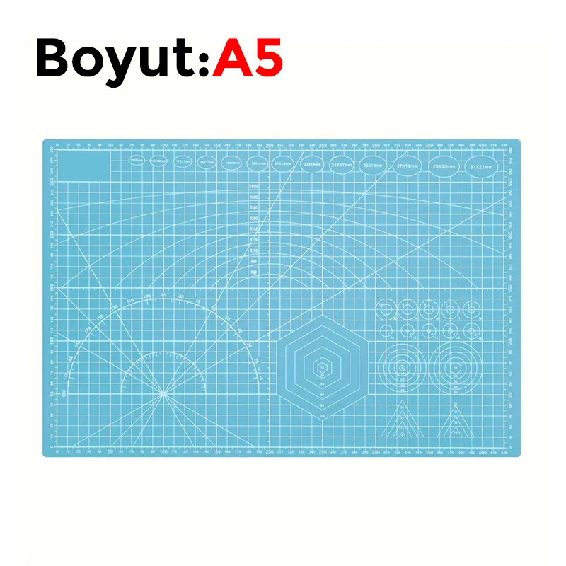 Çift Taraflı Yanmaz Kendini Onaran Kesim Matı - Boyut:-A5 (148x210) Renk: Mavi